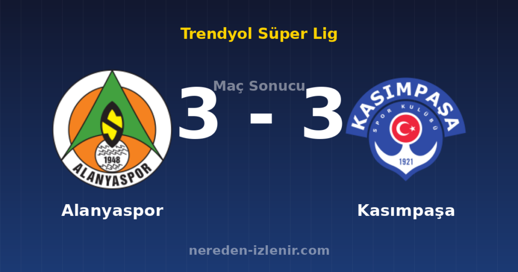 Alanyaspor 3-3 Kasımpaşa
