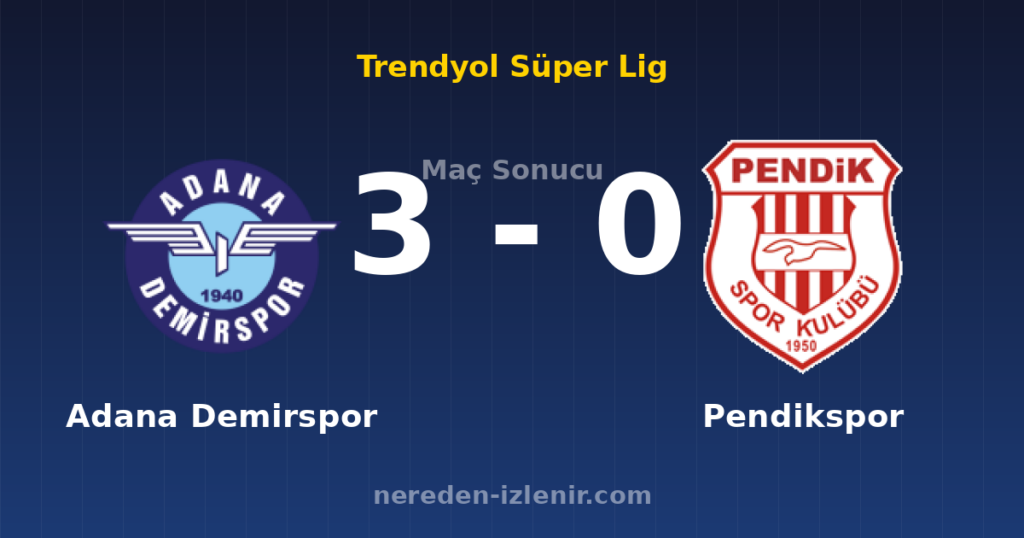 Adana Demirspor 3-0 Pendikspor