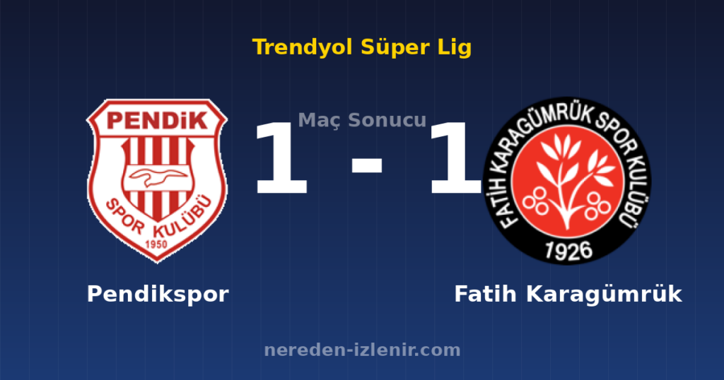 Pendikspor 1-1 Fatih Karagümrük