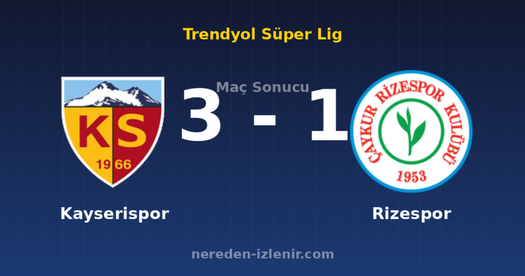 Kayserispor 3-1 Rizespor