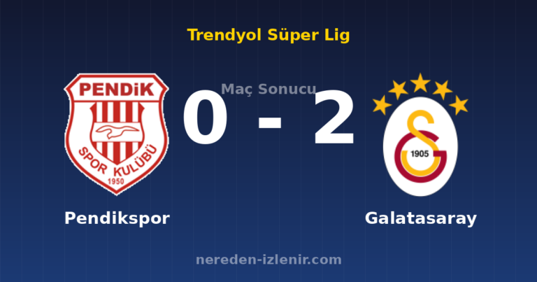 Pendikspor 0-2 Galatasaray