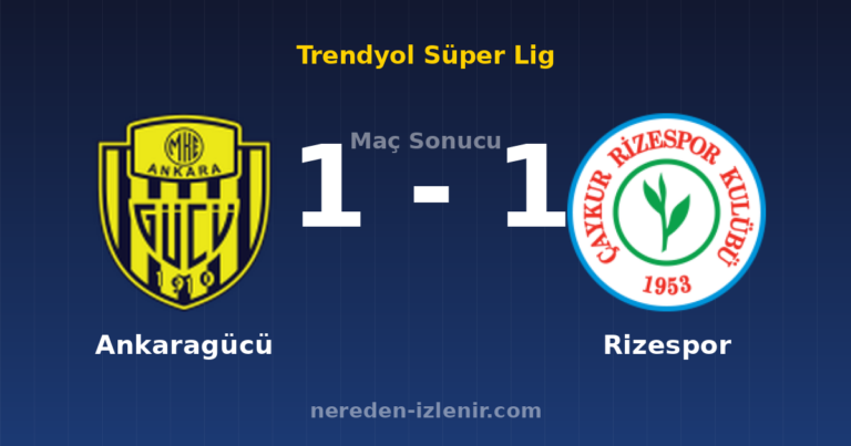 Ankaragücü 1-1 Rizespor