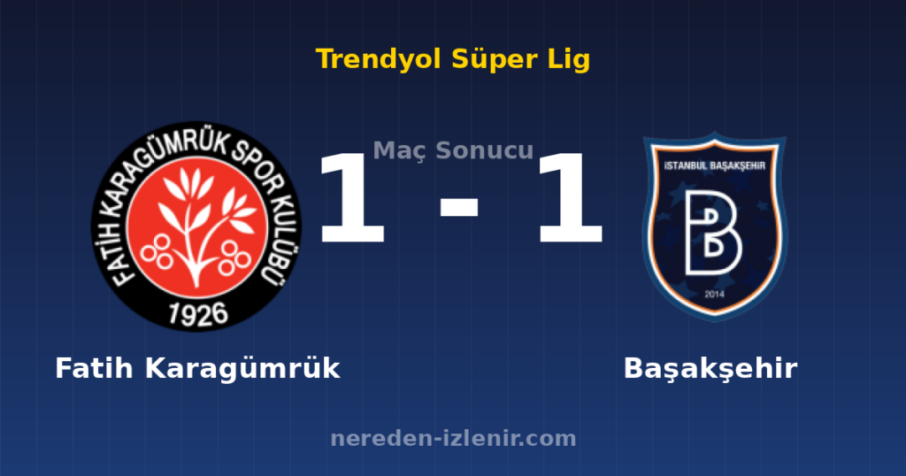 Fatih Karagümrük 1-1 Başakşehir
