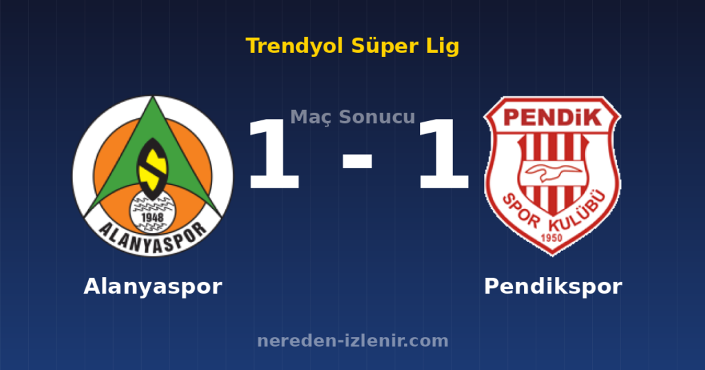 Alanyaspor 1-1 Pendikspor