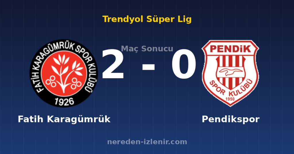 Fatih Karagümrük 2-0 Pendikspor
