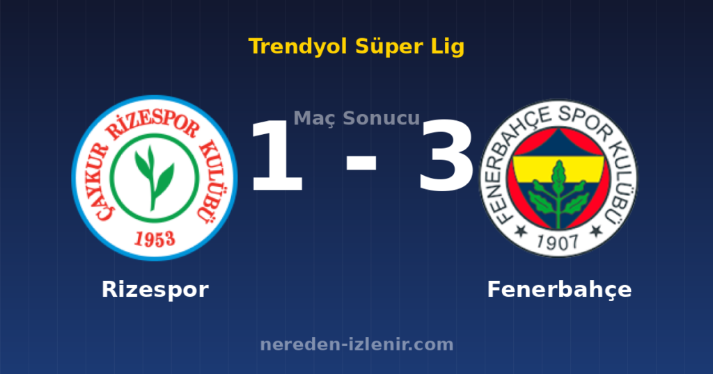 Rizespor 1-3 Fenerbahçe