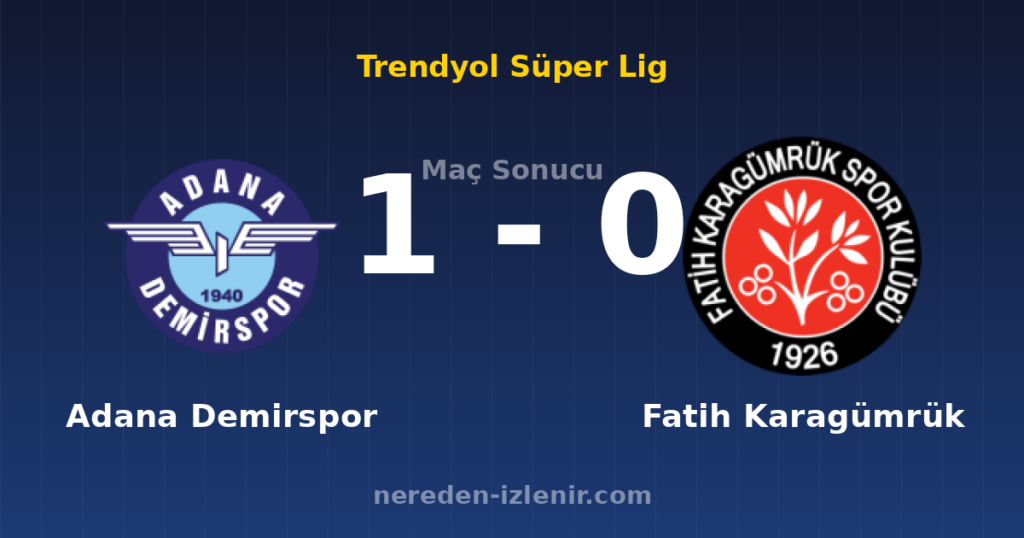 Adana Demirspor 1-0 Fatih Karagümrük