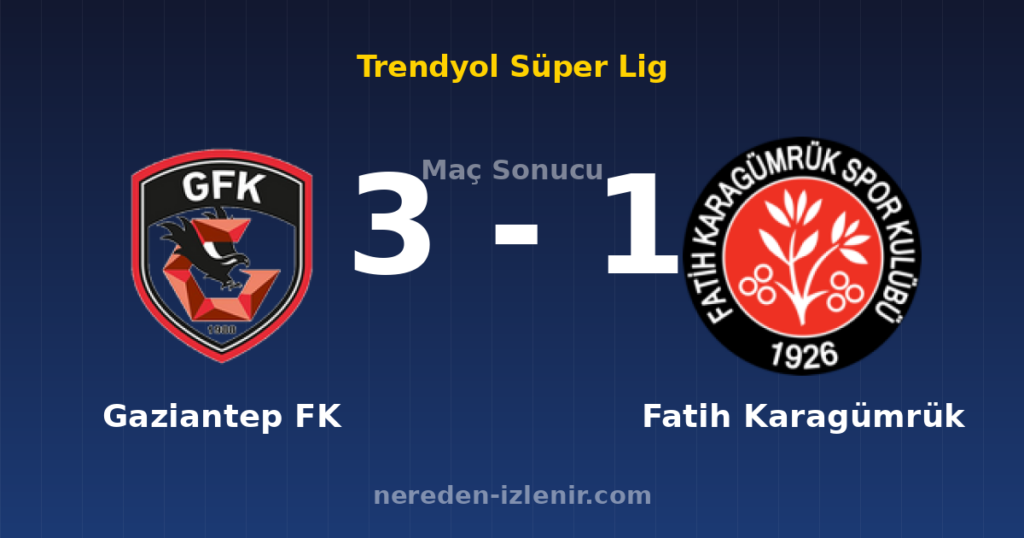 Gaziantep FK 3-1 Fatih Karagümrük