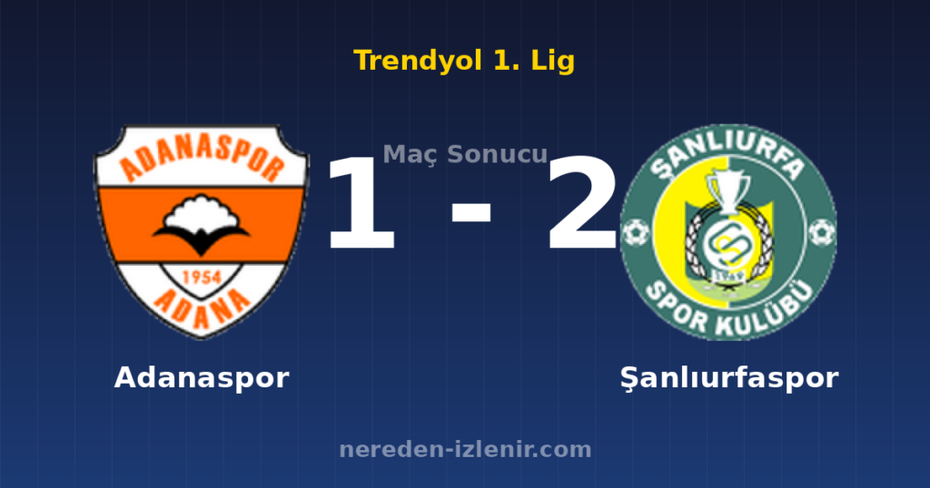Adanaspor 1-2 Şanlıurfaspor