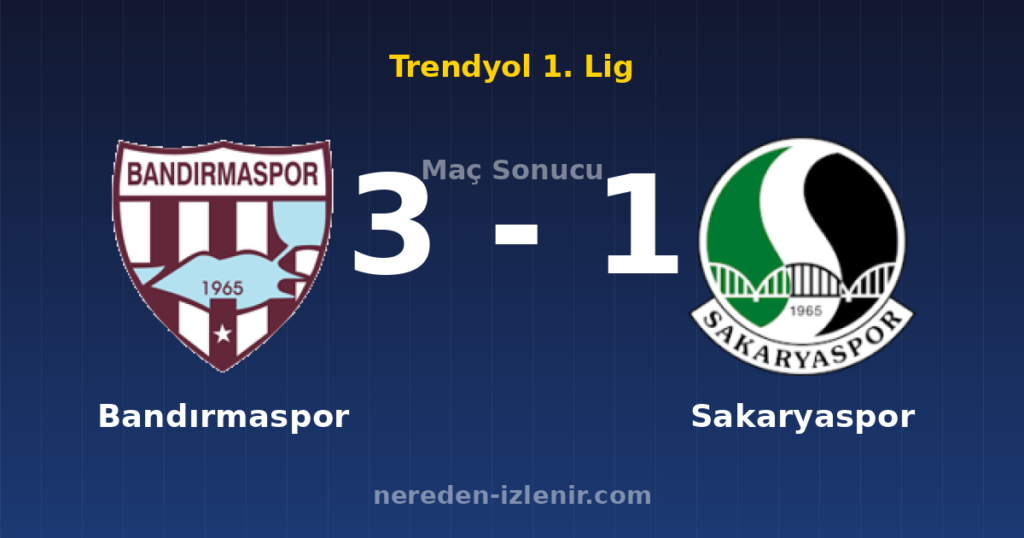 Bandırmaspor 3-1 Sakaryaspor