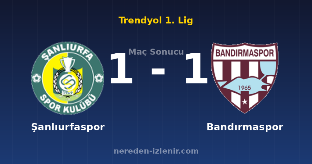 Şanlıurfaspor 1-1 Bandırmaspor