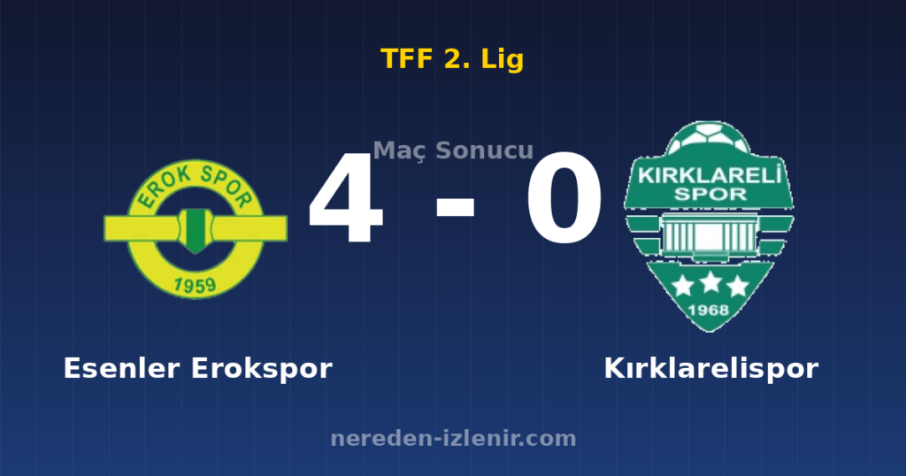 Esenler Erokspor 4-0 Kırklarelispor