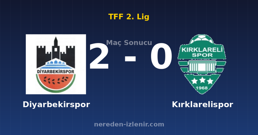 Diyarbekirspor 2-0 Kırklarelispor
