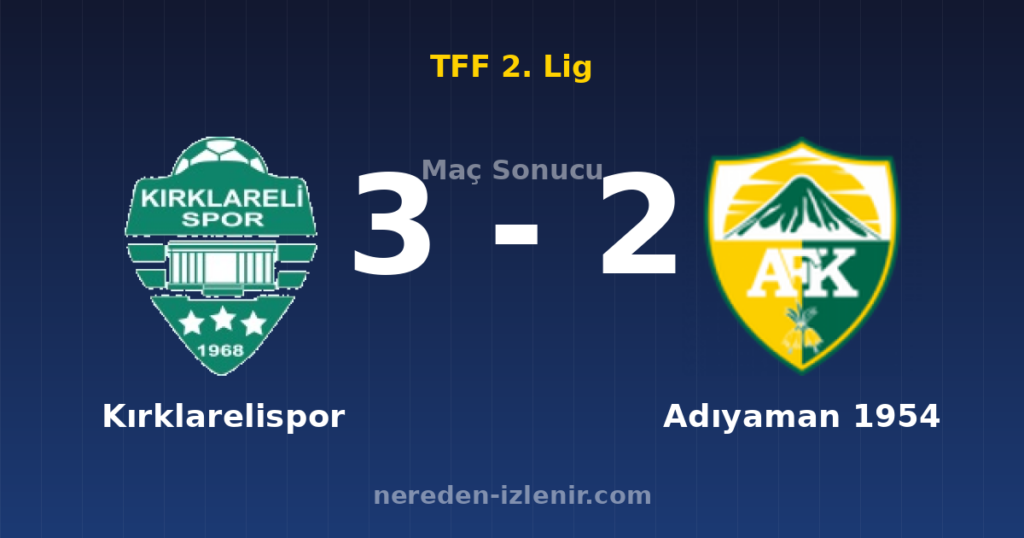 Kırklarelispor 3-2 Adıyaman 1954