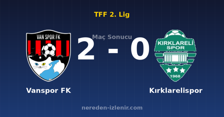Vanspor FK 2-0 Kırklarelispor