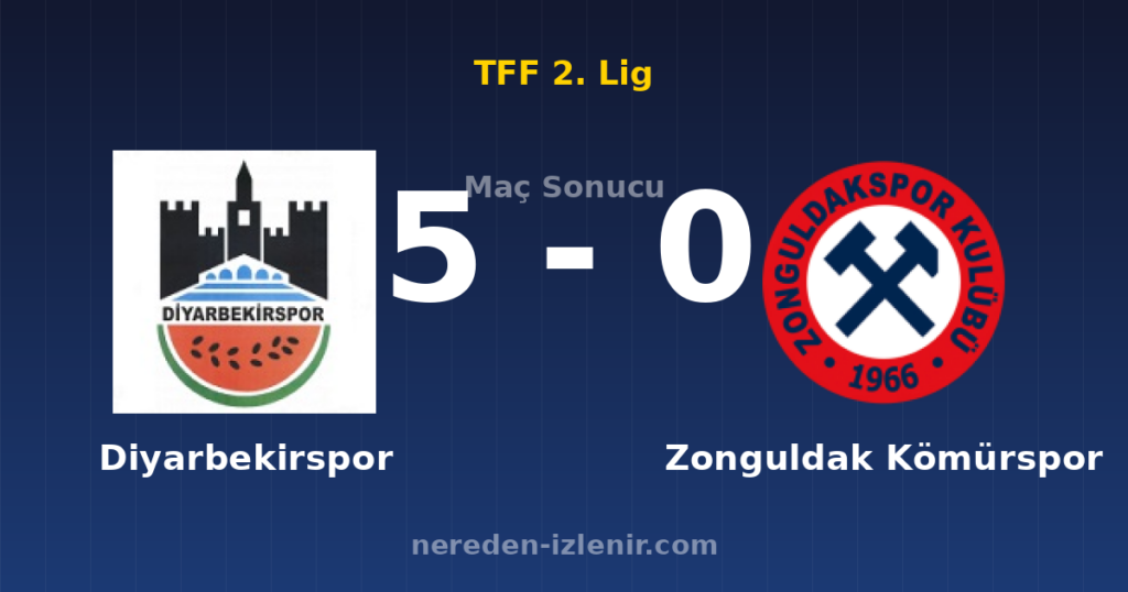 Diyarbekirspor 5-0 Zonguldak Kömürspor