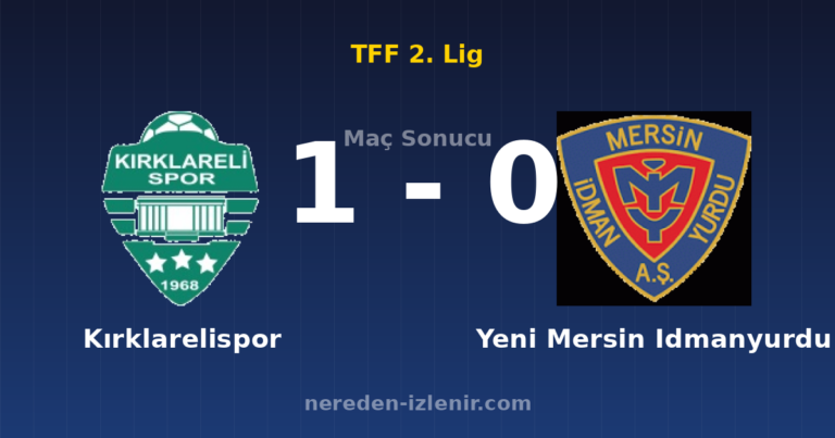 Kırklarelispor 1-0 Yeni Mersin Idmanyurdu
