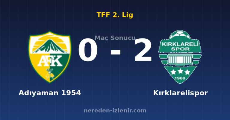 Adıyaman 1954 0-2 Kırklarelispor