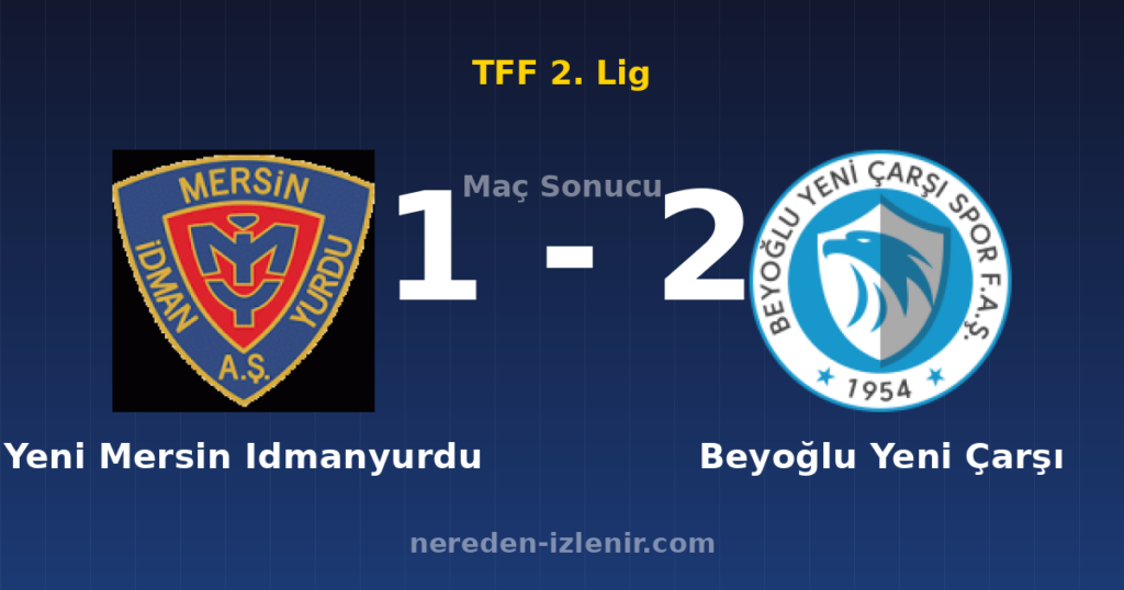 Yeni Mersin Idmanyurdu 1-2 Beyoğlu Yeni Çarşı