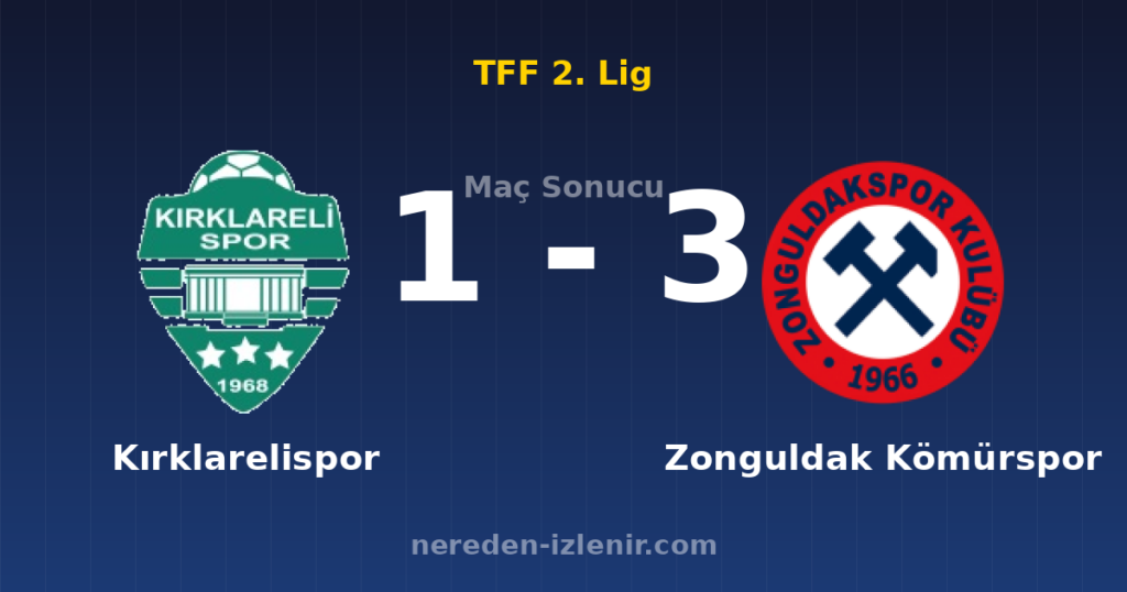 Kırklarelispor 1-3 Zonguldak Kömürspor