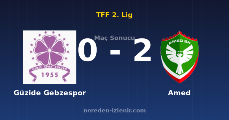 Güzide Gebzespor 0-2 Amed