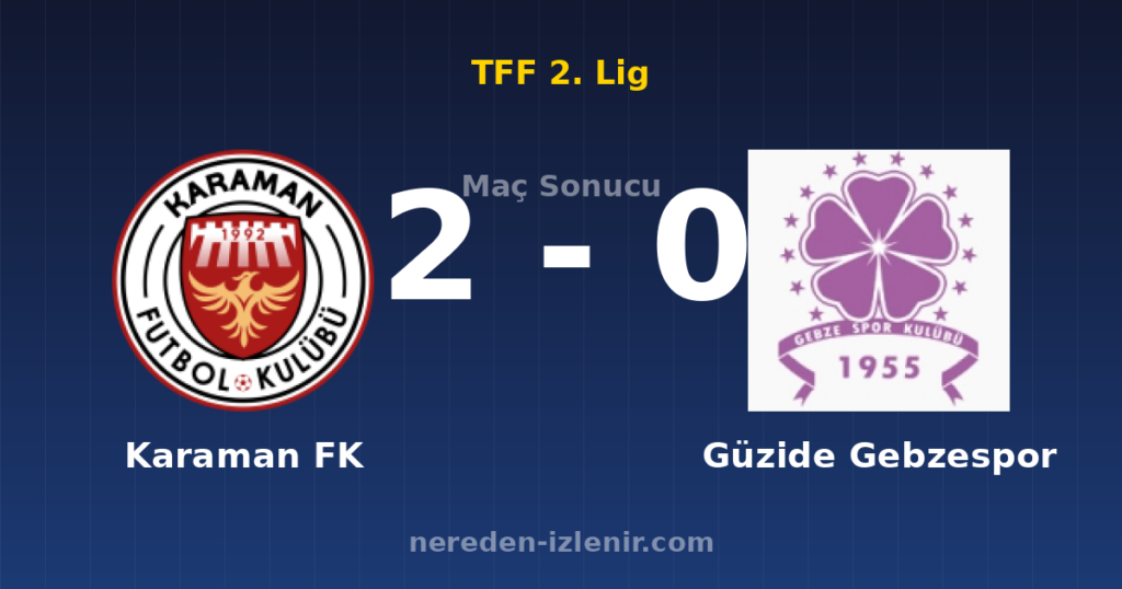 Karaman FK 2-0 Güzide Gebzespor