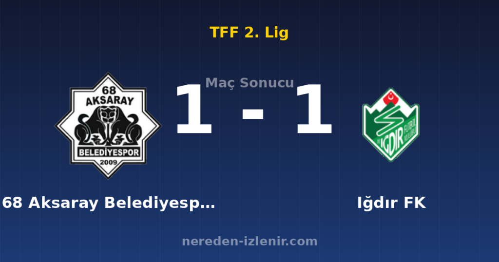 68 Aksaray Belediyespor 1-1 Iğdır FK