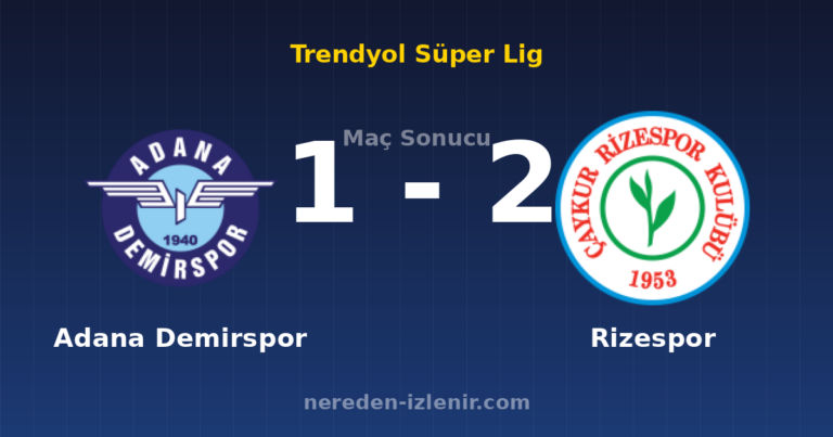 Adana Demirspor 1-2 Rizespor