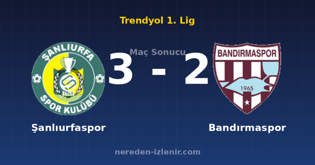 Şanlıurfaspor 3-2 Bandırmaspor