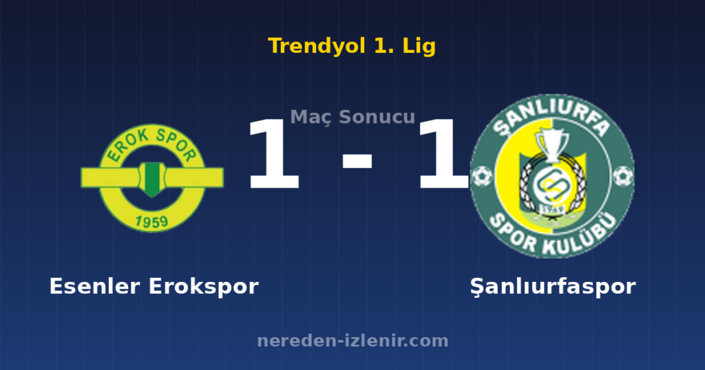 Esenler Erokspor 1-1 Şanlıurfaspor