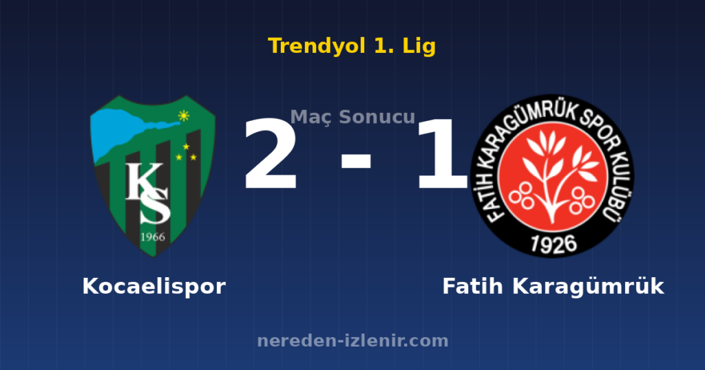 Kocaelispor 2-1 Fatih Karagümrük