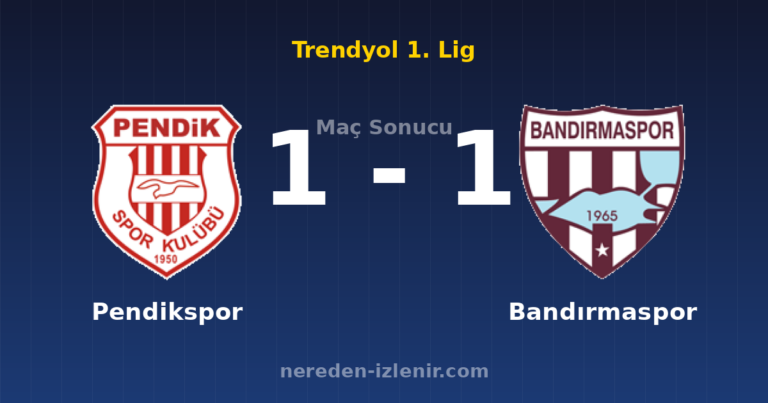 Pendikspor 1-1 Bandırmaspor