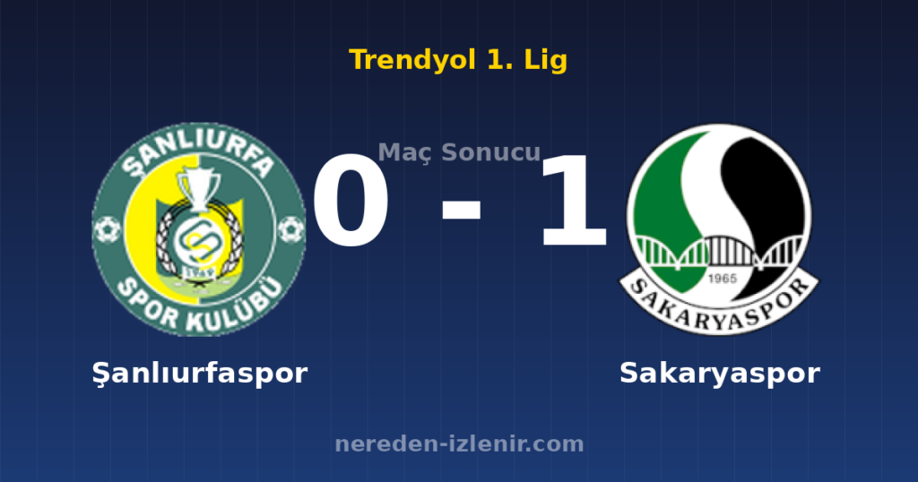 Şanlıurfaspor 0-1 Sakaryaspor