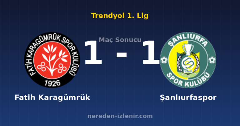 Fatih Karagümrük 1-1 Şanlıurfaspor