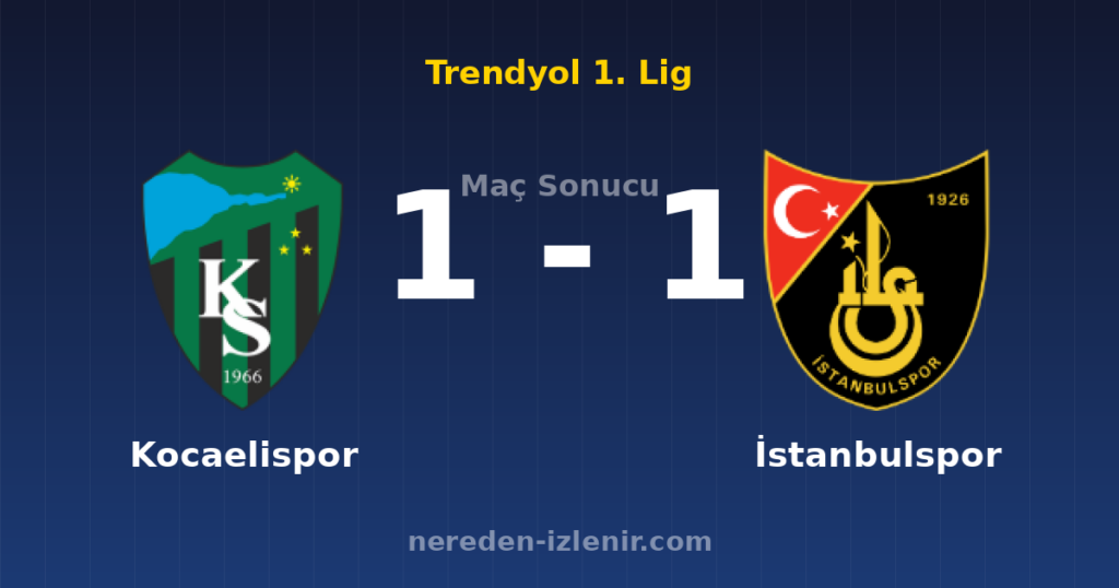 Kocaelispor 1-1 İstanbulspor