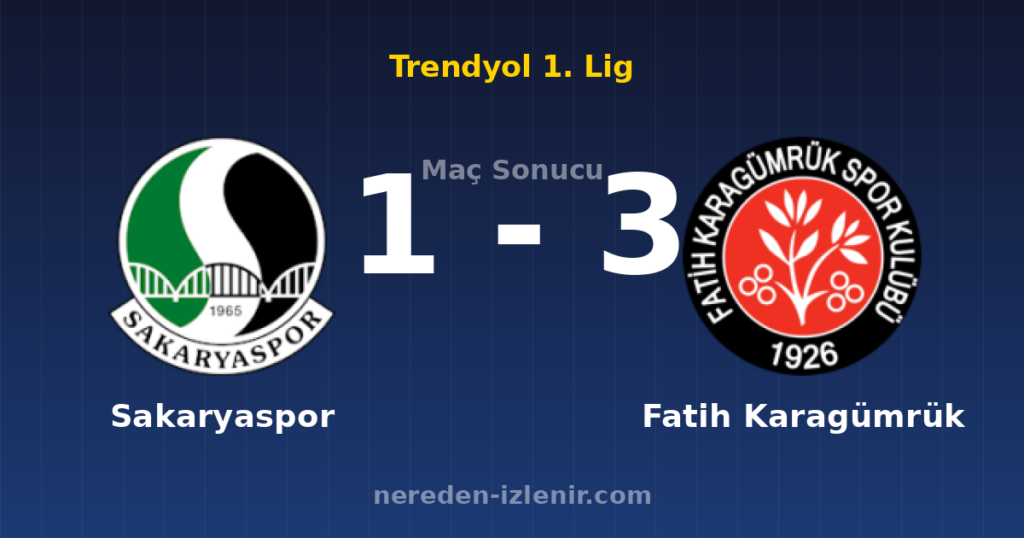Sakaryaspor 1-3 Fatih Karagümrük