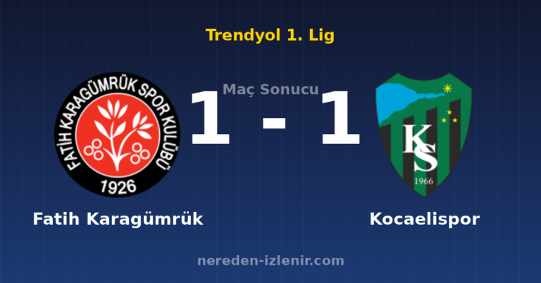 Fatih Karagümrük 1-1 Kocaelispor