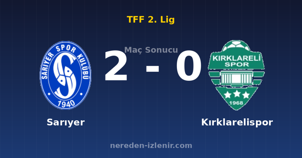 Sarıyer 2-0 Kırklarelispor
