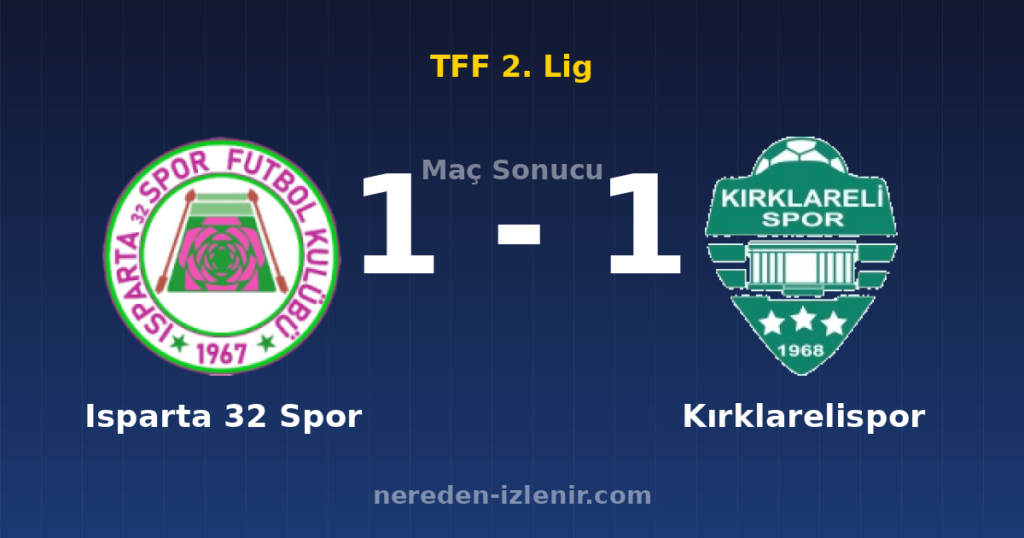 Isparta 32 Spor 1-1 Kırklarelispor