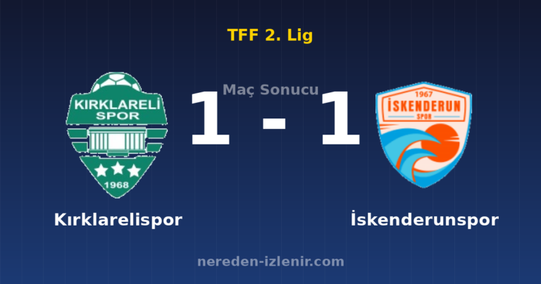 Kırklarelispor 1-1 İskenderunspor