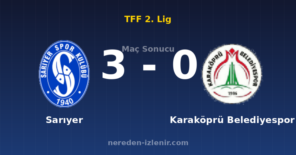 Sarıyer 3-0 Karaköprü Belediyespor