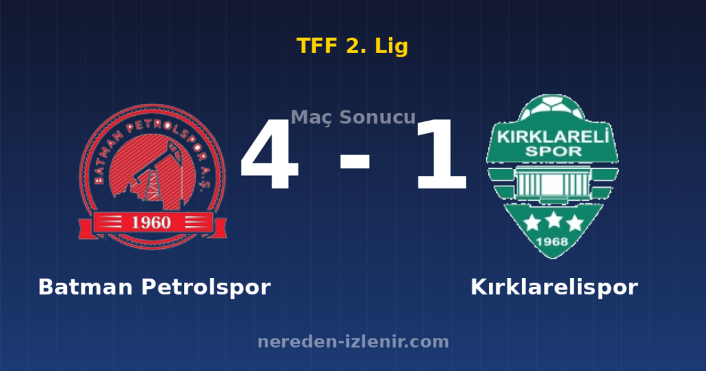 Batman Petrolspor 4-1 Kırklarelispor