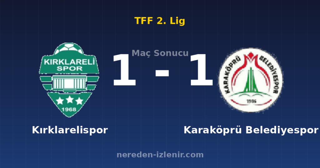 Kırklarelispor 1-1 Karaköprü Belediyespor