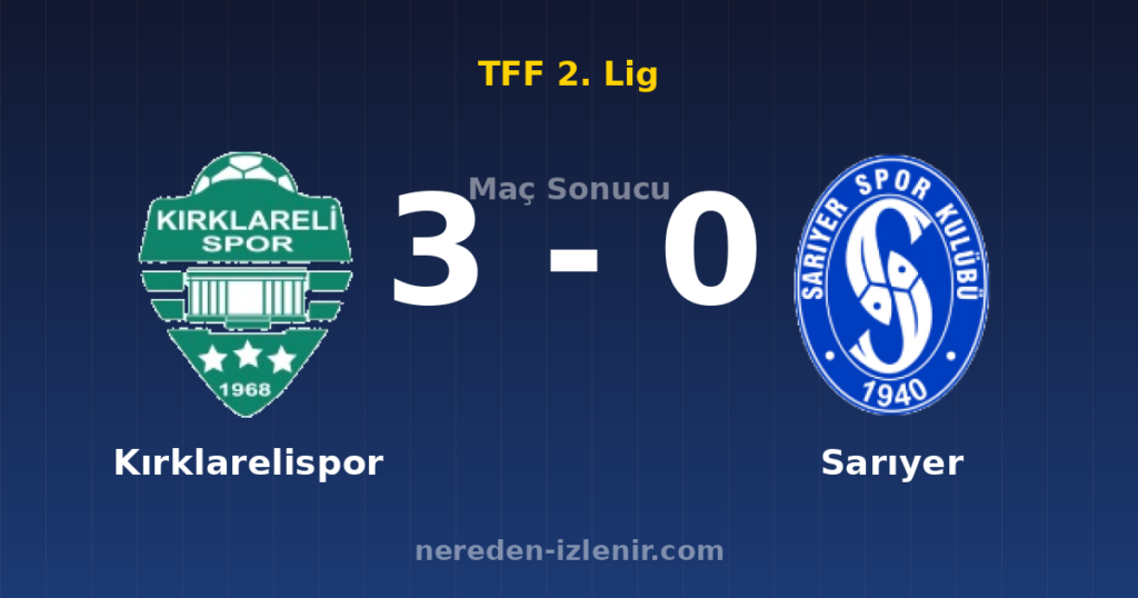 Kırklarelispor 3-0 Sarıyer