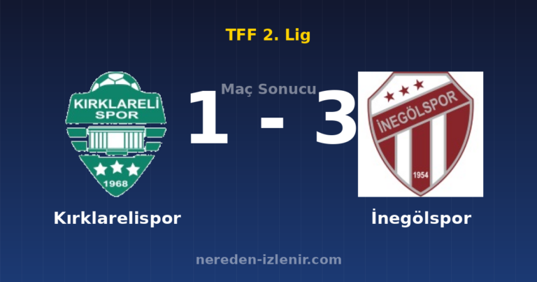 Kırklarelispor 1-3 İnegölspor
