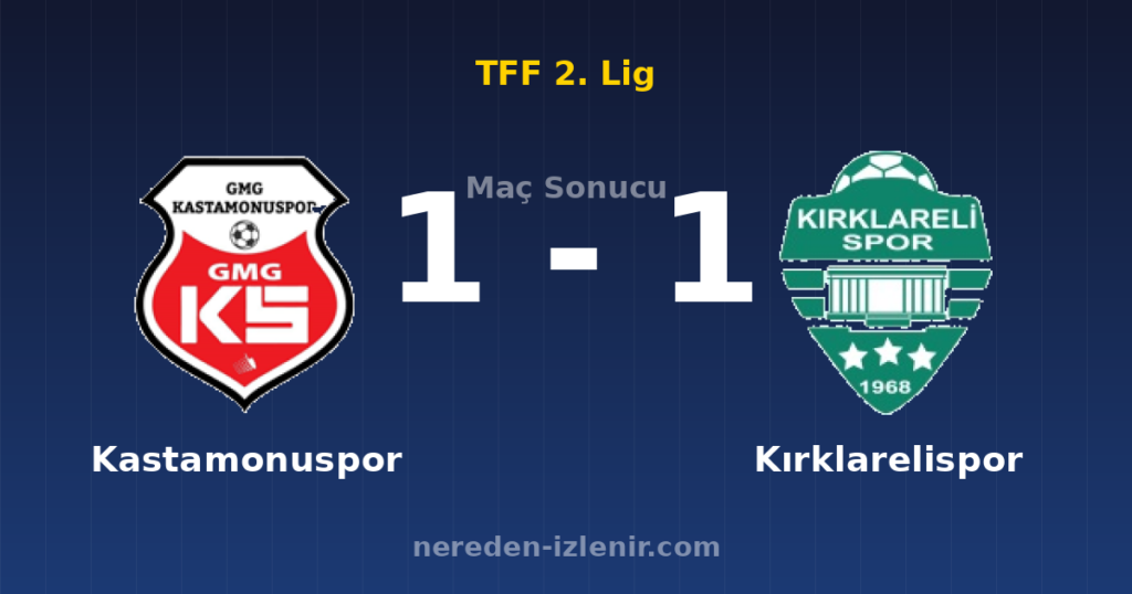 Kastamonuspor 1-1 Kırklarelispor