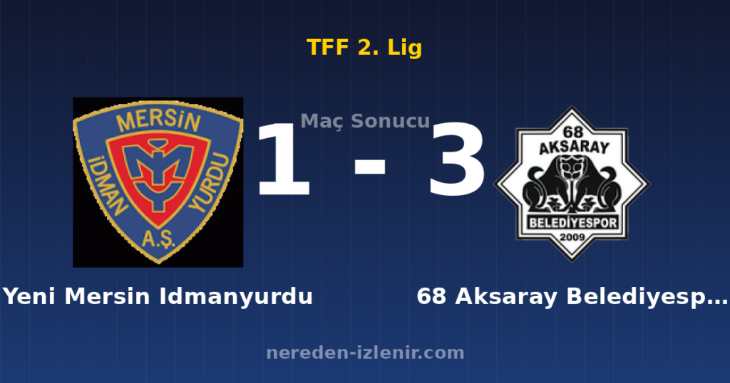 Yeni Mersin Idmanyurdu 1-3 68 Aksaray Belediyespor