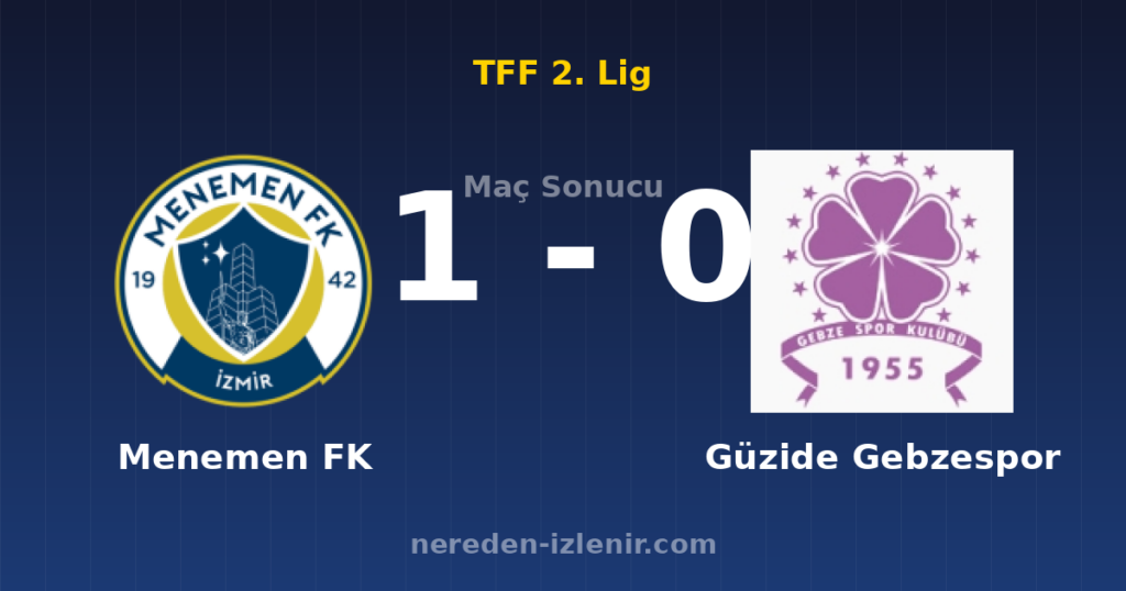 Menemen FK 1-0 Güzide Gebzespor