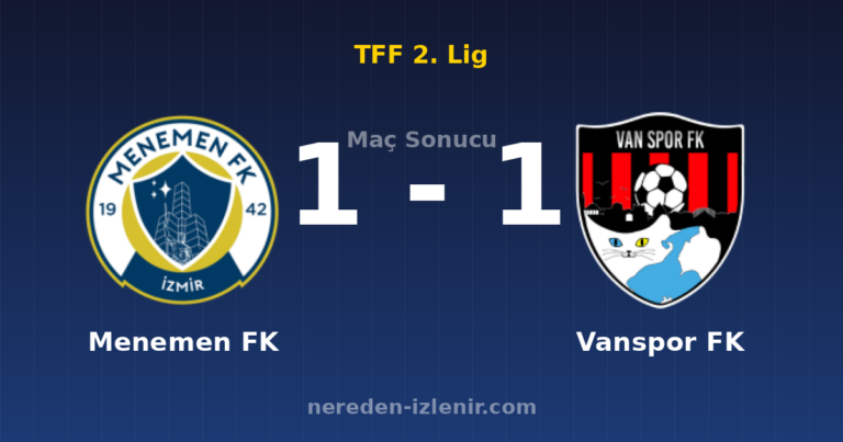 Menemen FK 1-1 Vanspor FK