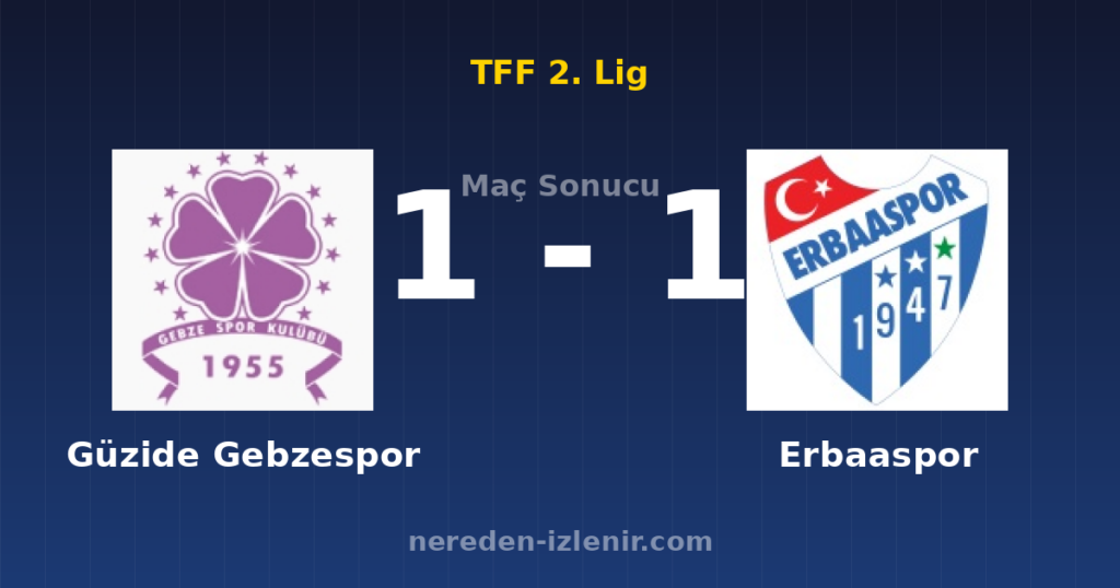 Güzide Gebzespor 1-1 Erbaaspor